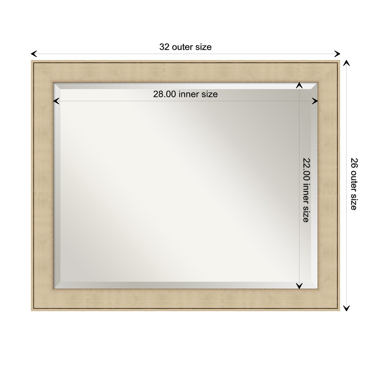Beveled Bathroom Wall Mirror, Classic Honey Silver Frame